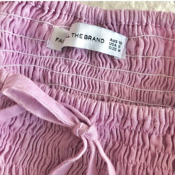 Faithfull the brand Annibelis Smocked linen Mini Dress purple - Picture 5 of 10